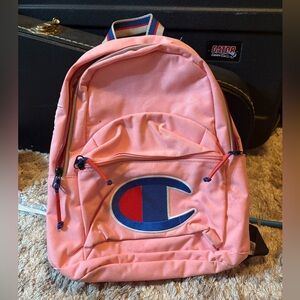Champion Light Pink Backpack with Blue Logo